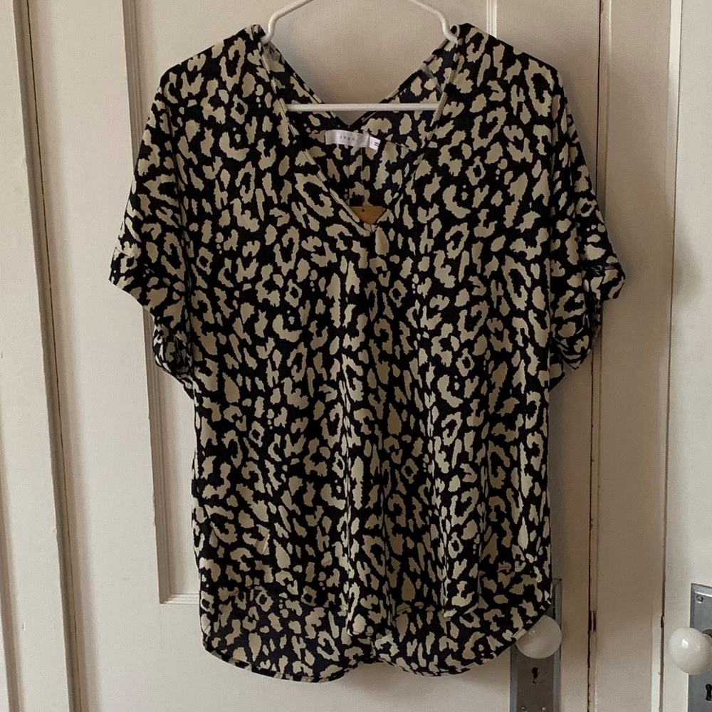 Navy Animal Print Blouse